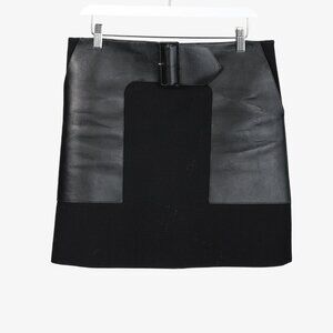 Celine PF/12 Black Wool and Lambskin Belted Skirt